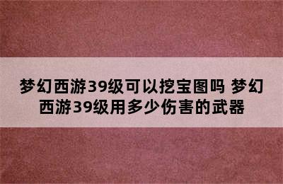 梦幻西游39级可以挖宝图吗 梦幻西游39级用多少伤害的武器